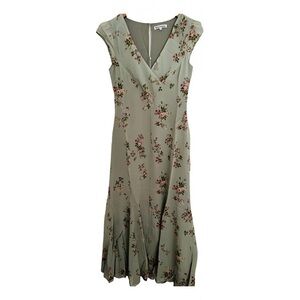 Reformation Baden Sage Green Dress with Floral Print
